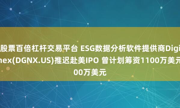 股票百倍杠杆交易平台 ESG数据分析软件提供商Diginex(DGNX.US)推迟赴美IPO 曾计划筹资1100万美元