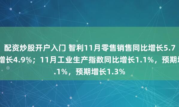 配资炒股开户入门 智利11月零售销售同比增长5.7%，预期增长4.9%；11月工业生产指数同比增长1.1%，预期增长1.3%